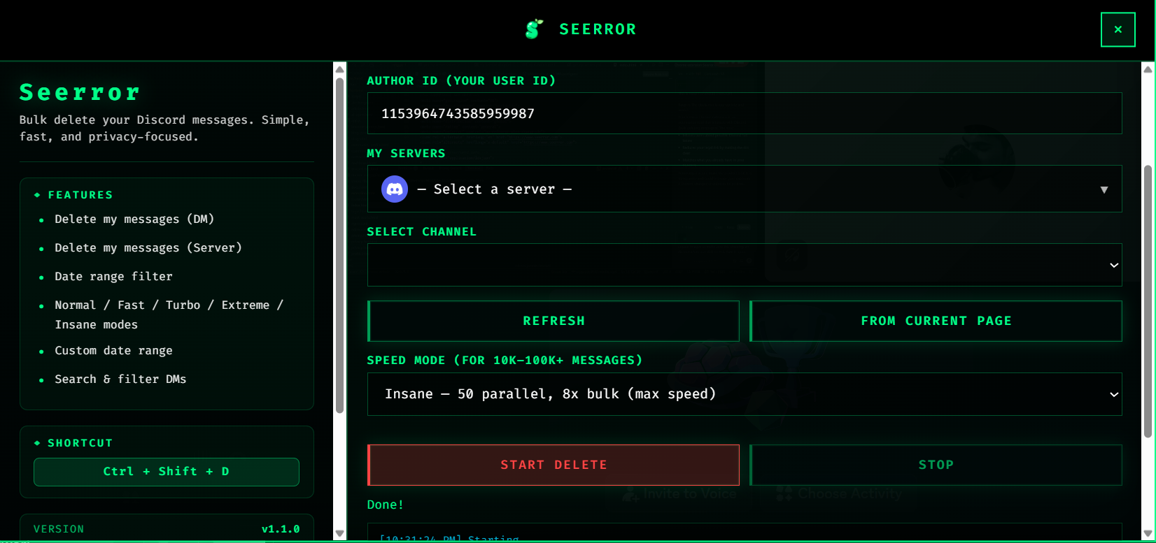 Seerror extension interface